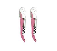2 x Professional Wine Bottle Opener and Corkscrew for Beer Champagne Wine, Carbon Steel Double Lever Sommelier Set with Foil Cutter, Restaurant Quality (Pink)