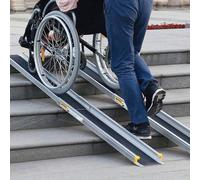 2 x rampes d'accès, rampe télescopique, rail d'accès télescopique et antidérapant, rampe de chargement en aluminium, rampe pour fauteuil roulant réglable 4'/5'/7', extracteur d'escalier L'aluminium es