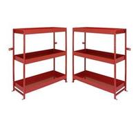 2 x Rayonnage à 3 étagères en métal pour rangement d’outils dans véhicule utilitaire Rouge G