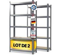2 X Rayonnages pour charges lourdes, 200 x 120 x 60 cm, Gris, Capacité de charge max : 875 kg