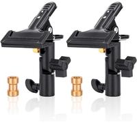 2 x Reflector Light Clip Holder for Photo Studio Reflector with 1/4" to 3/8" Screw Adapter for Camera Reflector Clamp Holder