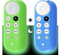 2 x Remote Control Covers (Glow in the Dark) Compatible with 2020 Chromecast with Google TV Voice Remote, Anti Slip Anti-Shock Silicone Protective Case (Green and Blue)