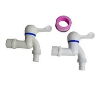 2 x Robinet quart de tour en plastique 3/4 + Ruban de PTFE