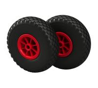 2 x Roue à air Ø 260 mm 3.00-4 palier lisse roue de lancement roue de diable charrette à bras, noir/rouge
