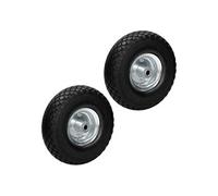 ECD Germany 2 x Roue de Brouette 3.00-4 PU Caoutchouc Solide Ø 260 mm x 85 mm - Axe inclus