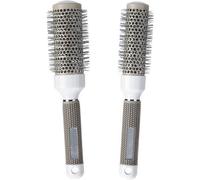 2 X Round Ceramic Brush For Brushing,Styling,Curling (Grey)