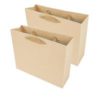 2 x Sacs en papier, Sacs cadeaux avec bord noir laminé mat, Sacs cadeaux en kraft avec poignées pour anniversaire, mariage, Noël, fête, shopping, baby shower, vente au détail, 27x8x21 cm (Marron)