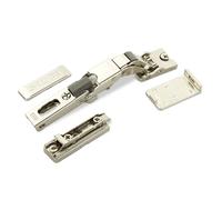 2 x Salice charnières universelles avec amortisseur pour porte en verre 110° avec plaque de montage linéaire hauteur 3 mm avec vis euro, réglage excentrique