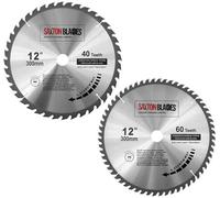 2 x Saxton Lame de scie circulaire TCT 300 mm - 60 x 30 mm 60 & 40 dents pour Bosch, Makita, etc.