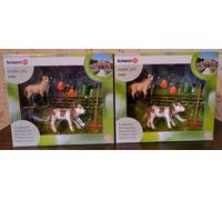 2 x Schleich Farm Life "Soin de l'étable avec veau et mouton", 41422, peint à...