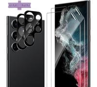 2 X Screen Protectors + 2 X Hydrogel Camera Protectors For Samsung Galaxy S22 Ultra 5g \ Bubble-Proof, Anti-Scratch, Anti-Fingerprint, Hd Transparent \ Bubble-Free Screen Protector