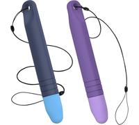 2 X Silicone Stylus Pens With Anti-Roll Fasteners, Compatible With Phones, Tablets, Android, Iphone, Ipad, Kindle Fire ¿ Blue & Purple