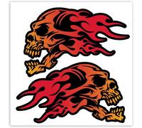 2 X Skull And Flames Sticker Decoration Car Truck Window Door Auto Motorcycle Bicycle Tuning B 139