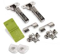 2 x SO-TECH® Charnière à Boîtier T45 Charnière d'angle 110° Charnière automatique Fermeture automatique et amortisseur + 1 x gabarit de marquage EasyGreen