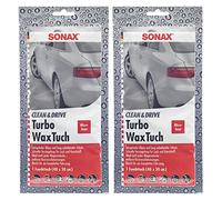 2 x Sonax CLEAN & Drive Turbo Wax chiffon Toile cirée Toile cirée versiegelung Entretien