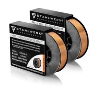 2 x STAHLWERK fil de soudage MIG/MAG Ø 0,8 mm, acier SG2 ER70S-6, sur bobine de fil S200/D200 de 5 kg avec mandrin de 50 mm, utilisation universelle
