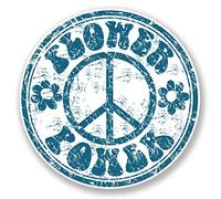 2 x Sticker Autocollant Voiture Symbole de Paix Hippie pour ordinateur portable en VW Camper Fleur Hippie # 6779 - 10cm x 10cm