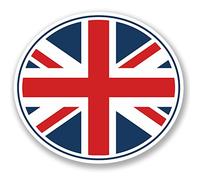 2 x Sticker en vinyle Ovale Union Jack iPad Ordinateur Portable de Voyage Angleterre drapeau # 4346 - 10cm Wide x 9cm Tall