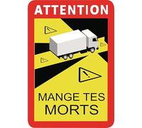 2 X Sticker Humour Voiture « MANGE TES MORTS » - Panneau Attention parodique - Autocollant vinyle résistant, camion/moto, tuning, cadeau drôle (25 X 17)