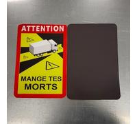 2 X Sticker Humour Voiture « MANGE TES MORTS » - Panneau Attention parodique - Autocollant vinyle résistant, camion/moto, tuning, cadeau drôle (25 X 17 magnetique)