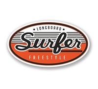 2 x Sticker longboard freestyle surfer pour voiture, vélo, iPad, ordinateur. Decal Fun # 4194 10cm Wide x 5.6cm Tall como se muestra