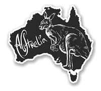 2 x Sticker vinyle en Australie iPad Ordinateur Portable voiture vélo pour bagages de voyage Kangourou # 4644 - 10cm Wide x 9.2cm Tall