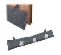 2 x stop-draft, isolant pour portes et fenêtres, boudin de porte souple, sable, 76 cm, étoile, gris