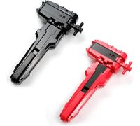 2 X String Lanceur avec Grip et toupie,toupies Starter Pack,Lanceur de X Gyros,Compatible avec Les gyroscopes de la série X,Noir Rouge Set