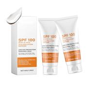2 x Sunscreen Spf 100, Sun Lotion with UVA/UVB Protection, Face and Body Care Sunscreen, Refreshing Moisturizing, Breathable, Suitable for Travelling and Beaches