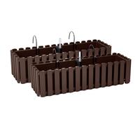 2X Bac À Fleurs Pot À Fleurs avec Supports - 58 x 18 x 16,2 cm - Système d'Irrigation pour Pots de Fleurs Balcon Boîtes à Fleurs, Marron