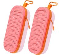 2 x Swimming Goggles Case,Silicone Protective Cover for Swimming Goggles with Zip and Portable Storage Bag with Hook Clip.[E67]