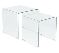2 x Tables Basses d'Appoint en Verre Transparent de Design Minimaliste et Contemporain pour Salon Moderne ou Scandinave Beliani