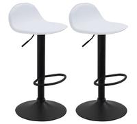 CLP Lot de 2 tabourets de bar design Lana V2 similicuir , Blanc /Noir Blanc G