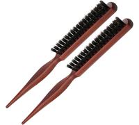 2 X Teasing Boar Bristle Hair Brush,Wooden Brush For Long,Thick,Curly,Wavy,Dry Or Damaged Hair,Practical And Effective Styling Tool