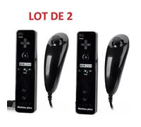 2 X Télécommande Wiimote plus (Motion plus inclus) pour Nintendo Wii et Wii U - Noir