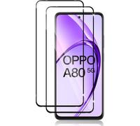 2 X Tempered Glass Screen Protector Films For Oppo A80 5g, Ultra Hd 9h Hardness, Anti-Scratch, Bubble-Free, 2.5d Glass Protector - Black