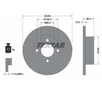 Textar Disque de frein 92057800 plein avant Ø256 mm pour Audi 80 B4 trois volumes – 2x