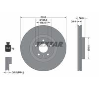 2x Disque de frein ventilé de l'intérieur 92309603 TEXTAR pour FORD
