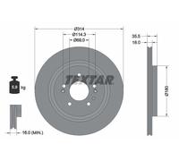 2 x TEXTAR 92347503 Disque de frein pour HYUNDAI