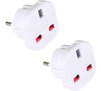 2 x Travel Adapters,UK to EU Plug,Type G to Type E and F,Model YD-9625,221V/13A White,3 Pin to 2 Pin Converter,CE/RoHS Certification