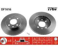 Jeu de 2 disques de frein avant TRW DF1016