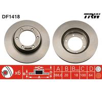 2 x TRW DF1418 Disque de frein pour GREAT WALL,TOYOTA,VW
