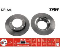 2 x TRW DF1725 Disque de frein pour CHEVROLET,LADA