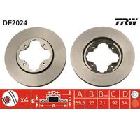 2 x TRW DF2024 Disque de frein pour HONDA,ROVER