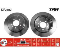 2 x TRW DF2582 Disque de frein pour PEUGEOT