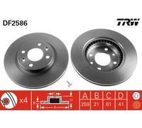 2 x TRW DF2586 Disque de frein pour DACIA,LADA,NISSAN,RENAULT