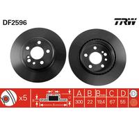 2 x TRW DF2596 Disque de frein pour MERCEDES-BENZ