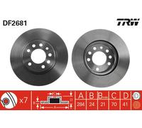 2 x TRW DF2681 Disque de frein pour OPEL,SAAB,VAUXHALL