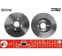 2 x TRW DF2702 Disque de frein pour FORD ASIA & OCEANIA,FORD USA,MAZDA