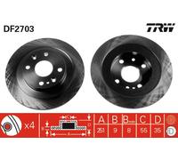 2 x TRW DF2703 Disque de frein pour EUNOS,FORD ASIA & OCEANIA,FORD AUSTRALIA,FOR